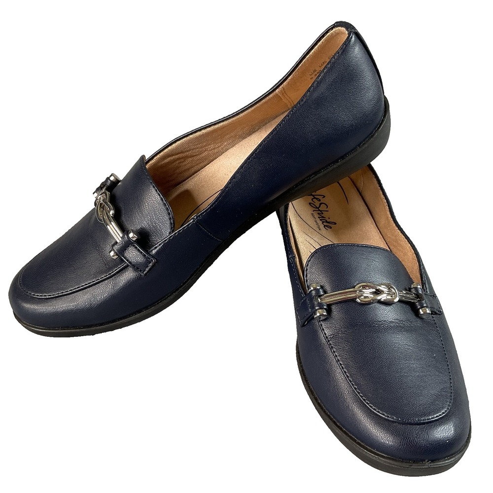 Life Stride Navy Loafers with Silver Accent